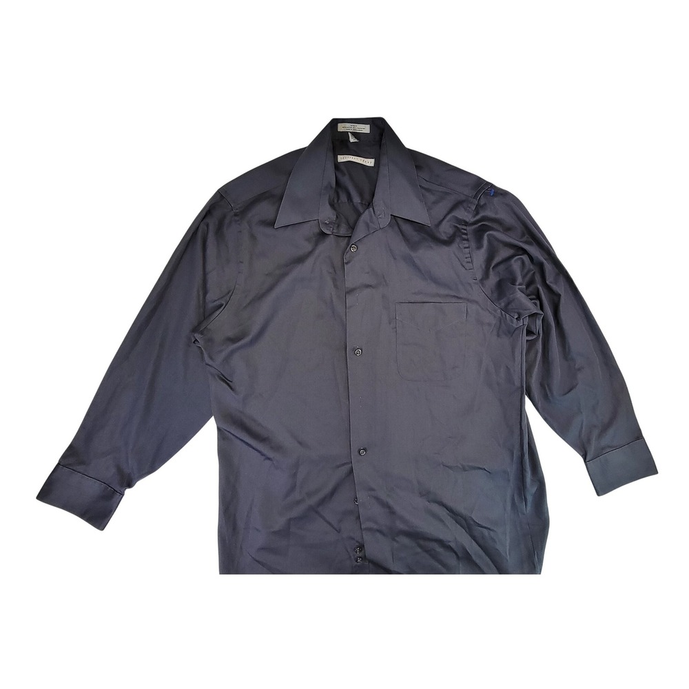 Geoffrey Beene Men's Large Gray Button Down Long Sleeve Dress Shirt Sateen Blend